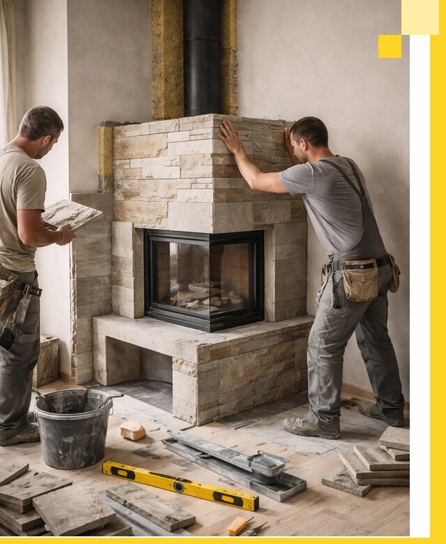 Угловые камины под ключ проект, монтаж и отделка в Белой Калитве