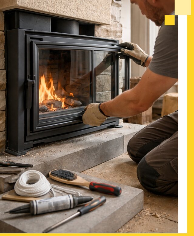 Производство, монтаж и доставка каминов со стеклом в Белой Калитве