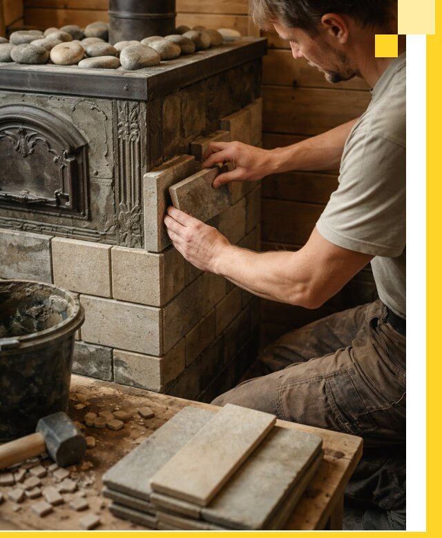 Облицовка банных печей в Белой Калитве профессиональная отделка