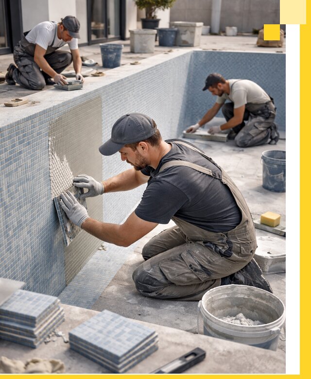 Облицовка бассейнов в Белой Калитве плитка мозаика гидроизоляция