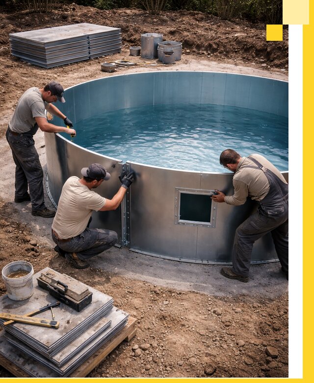 Круглые бассейны под ключ в Белой Калитве проектирование и монтаж