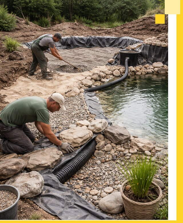 Строительство природных бассейнов и озер в Белой Калитве под ключ