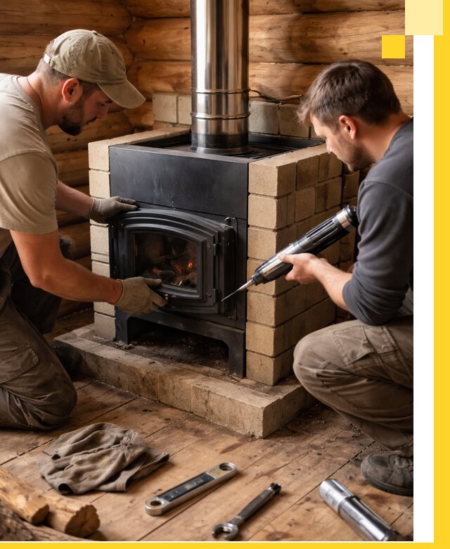 Монтаж и установка печи в бане под ключ с гарантией в Белой Калитве