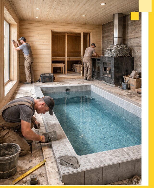 Проект бани с бассейном и сауной в Белой Калитве под ключ