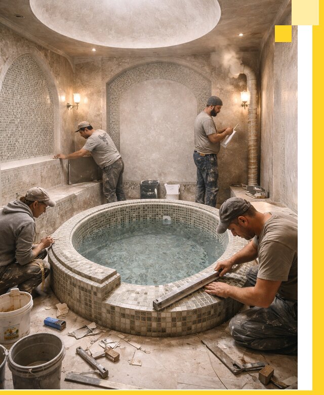 Профессиональное строительство хамама с бассейном в Белой Калитве под ключ