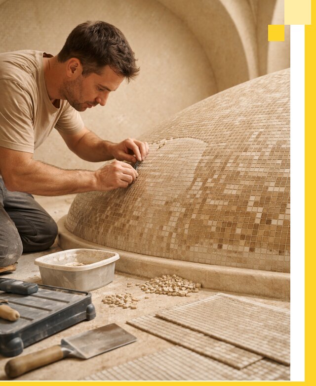 Профессиональная укладка мозаики для хамама под ключ в Белой Калитве