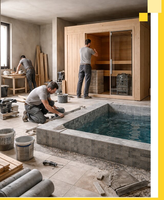 SPA зоны под ключ с бассейном сауной и печью в Белой Калитве